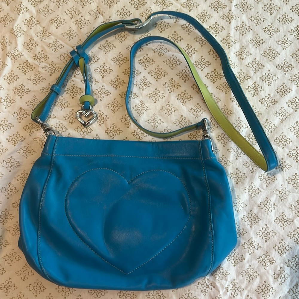 Beautiful, teal, all leather brighten Crossbody bag.